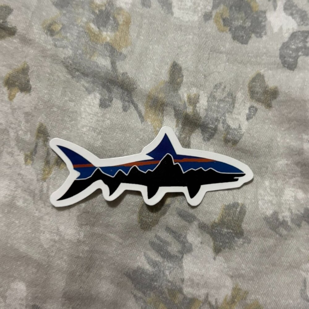 Patagonia Shark Blue Black Mountain Adventure Outdoor Decal Sticker